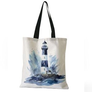 Lighthouse Watercolor Tote Bag